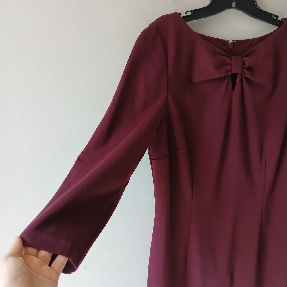 Talbots Women Size 12 Keyhole Sheath‎ Dress 3/4 Sleeve Bow Knee Length NWT!!!